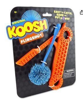 Original Koosh Flingshot by Hasbro, Orange Flingshot and Blue Koosh